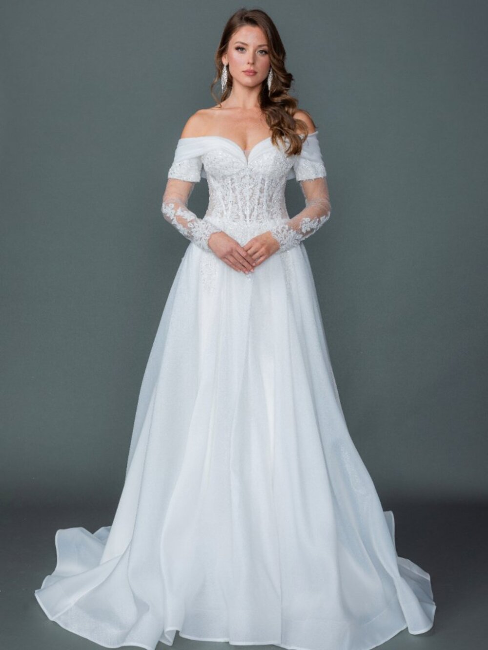NEW OFF WHITE Lace Sweetheart Wedding Dress Floor Length With Train 0327